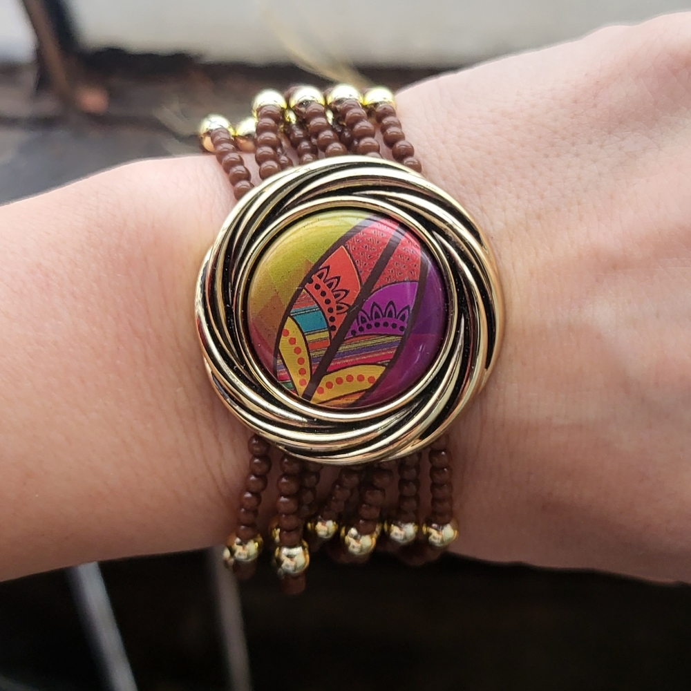 Magnabilities Beaded Bracelet Fall Colors. New!